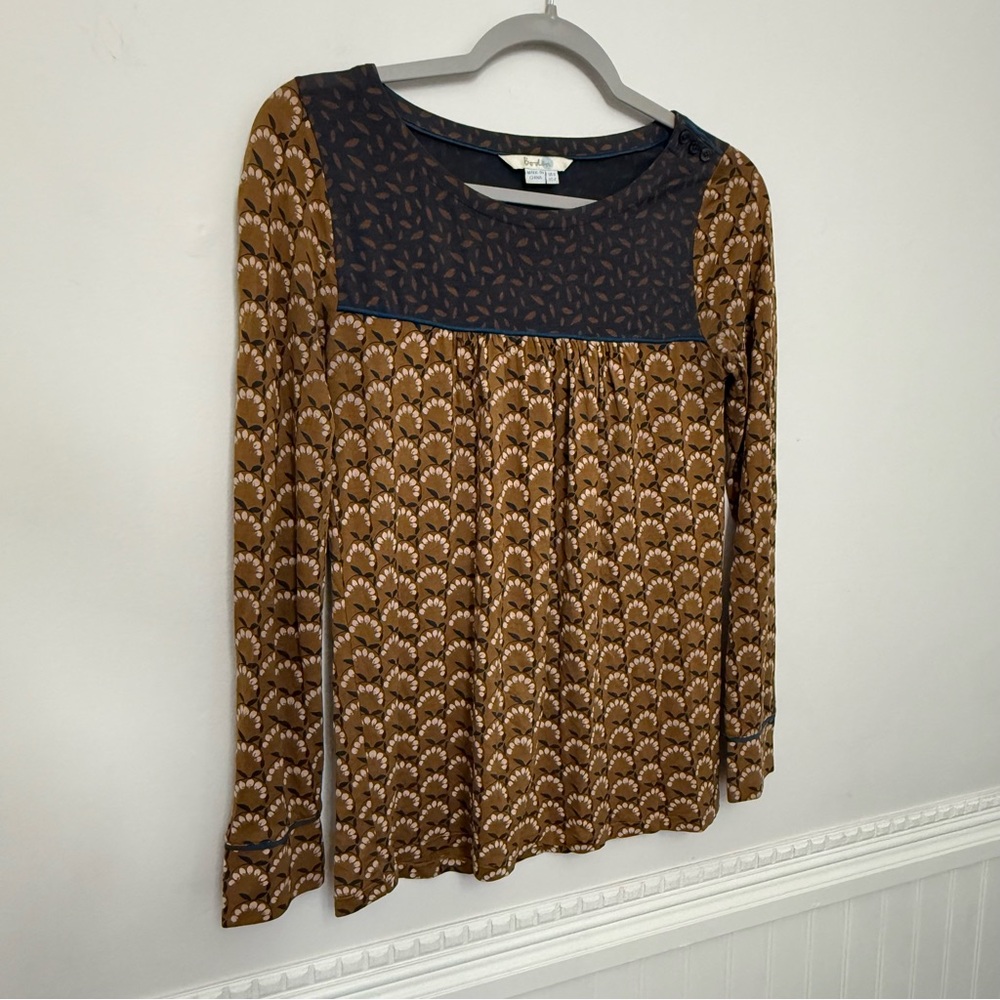 Boden women XS 2 soft knit long sleeve top granola girl natural boho preppy